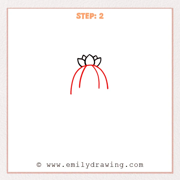 how to draw a cartoon cactus - The cartoon cactus now has a large rounded dome body with several long curved rib lines extending downward from the top.